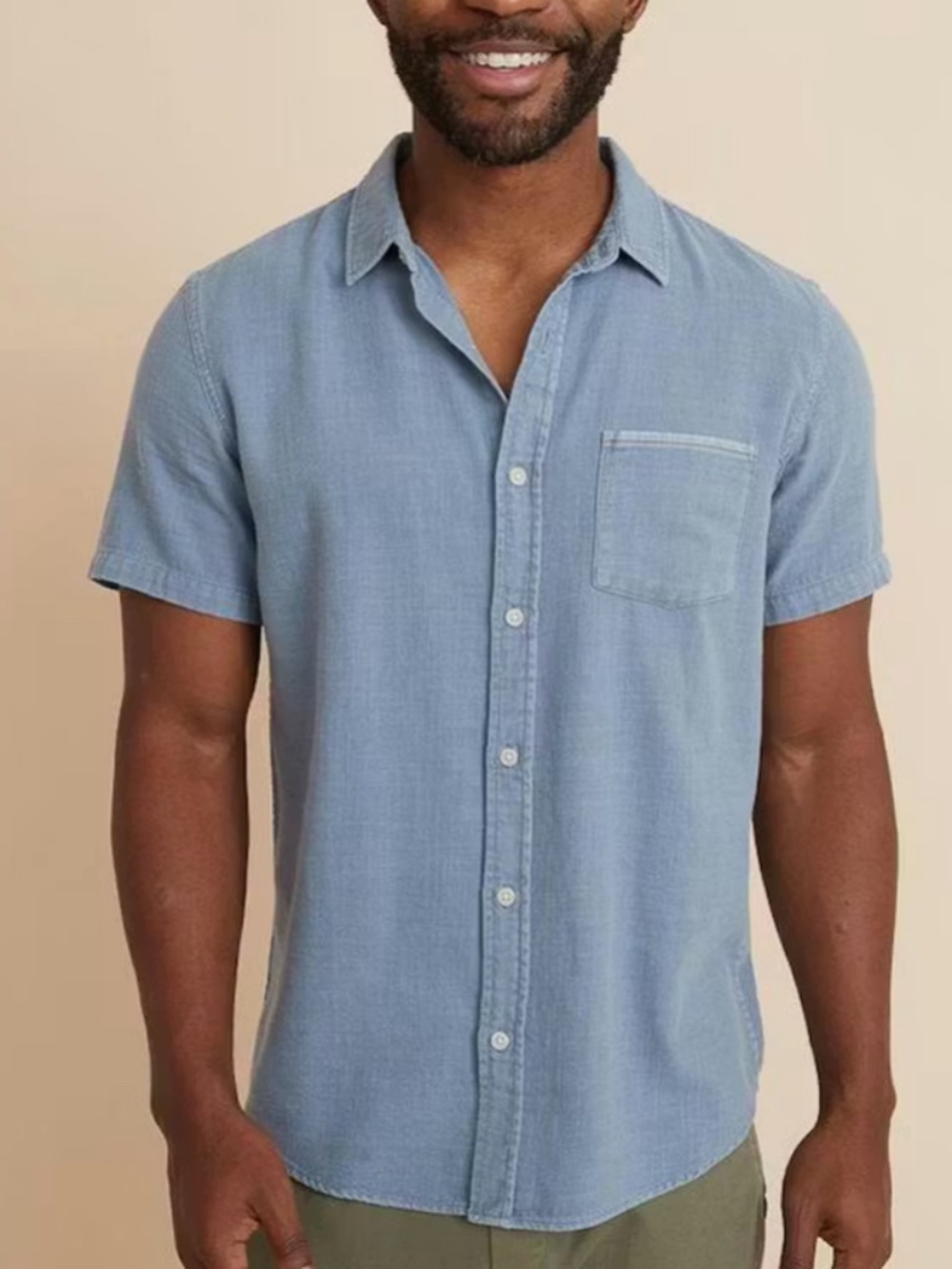 Marine Layer Light Blue Short Sleeve Button-Down Shirt
